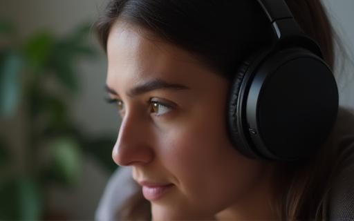 Pessoa ouvindo rádio com fones de ouvido